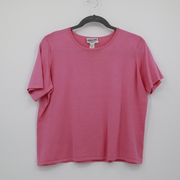Pendleton Silk Blend Knit Top Womens 1X Pink Career Bubblegum Office Classic - Picture 1 of 14
